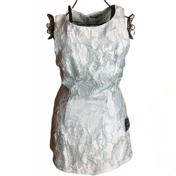 NWT Lulus Blue Exquisite Moments Floral Jacquard Sleeveless Mini Dress Size M - Picture 3 of 13